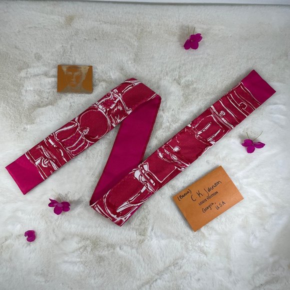 Louis Vuitton Hot Pink Trunks 100% Silk Bandeau Missing Tag